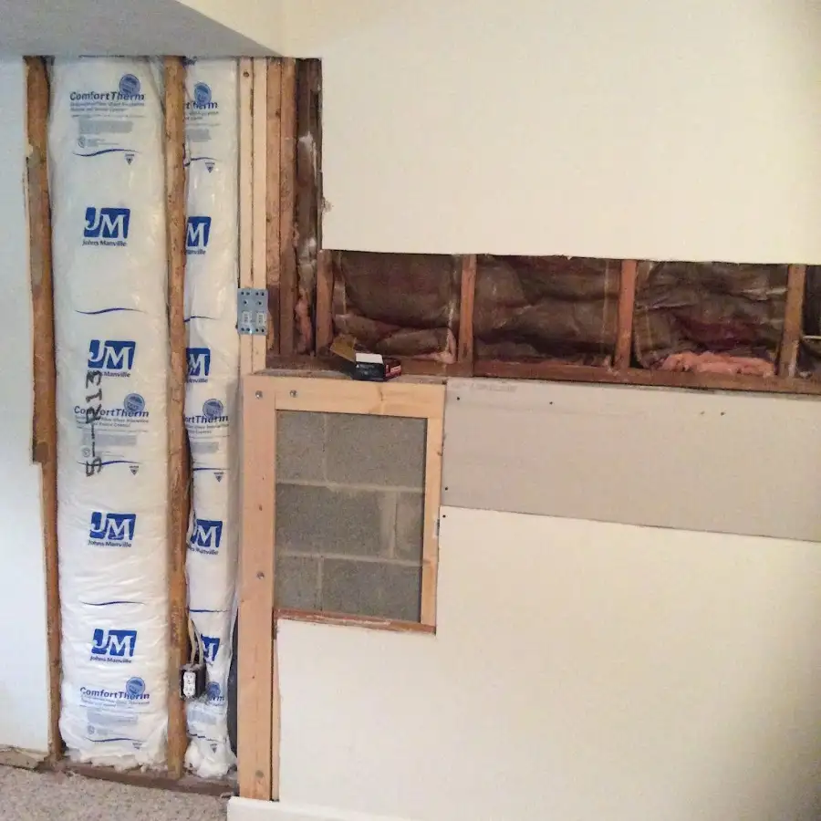 Wall insulation replacement during Basement Flood Cleanup in Tallmadge